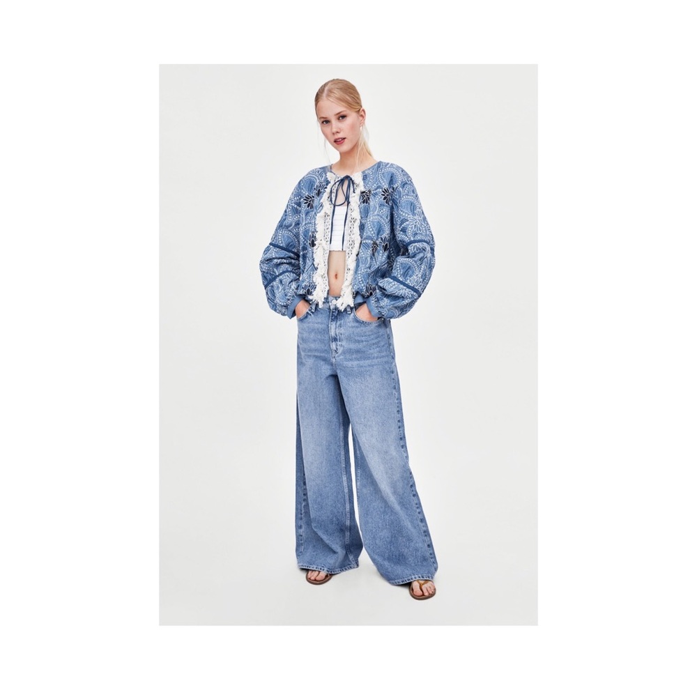 Zara jacket with embroidered and fringe